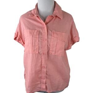 Lola River Women's Peach Linen Button Up Shirt Size XS